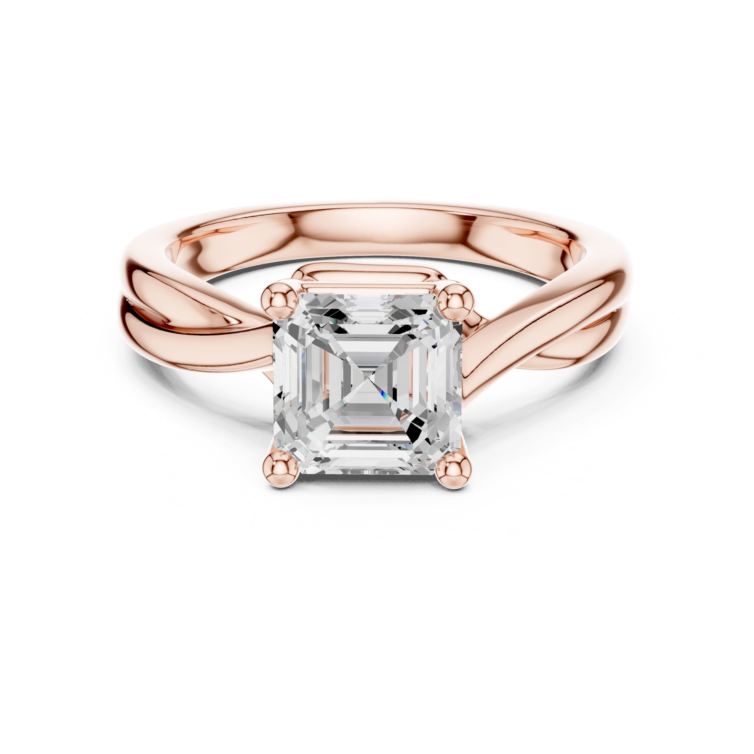 2.00 ct Enchanted Twist Solitaire Engagement Ring 2ct Rose Gold Asscher