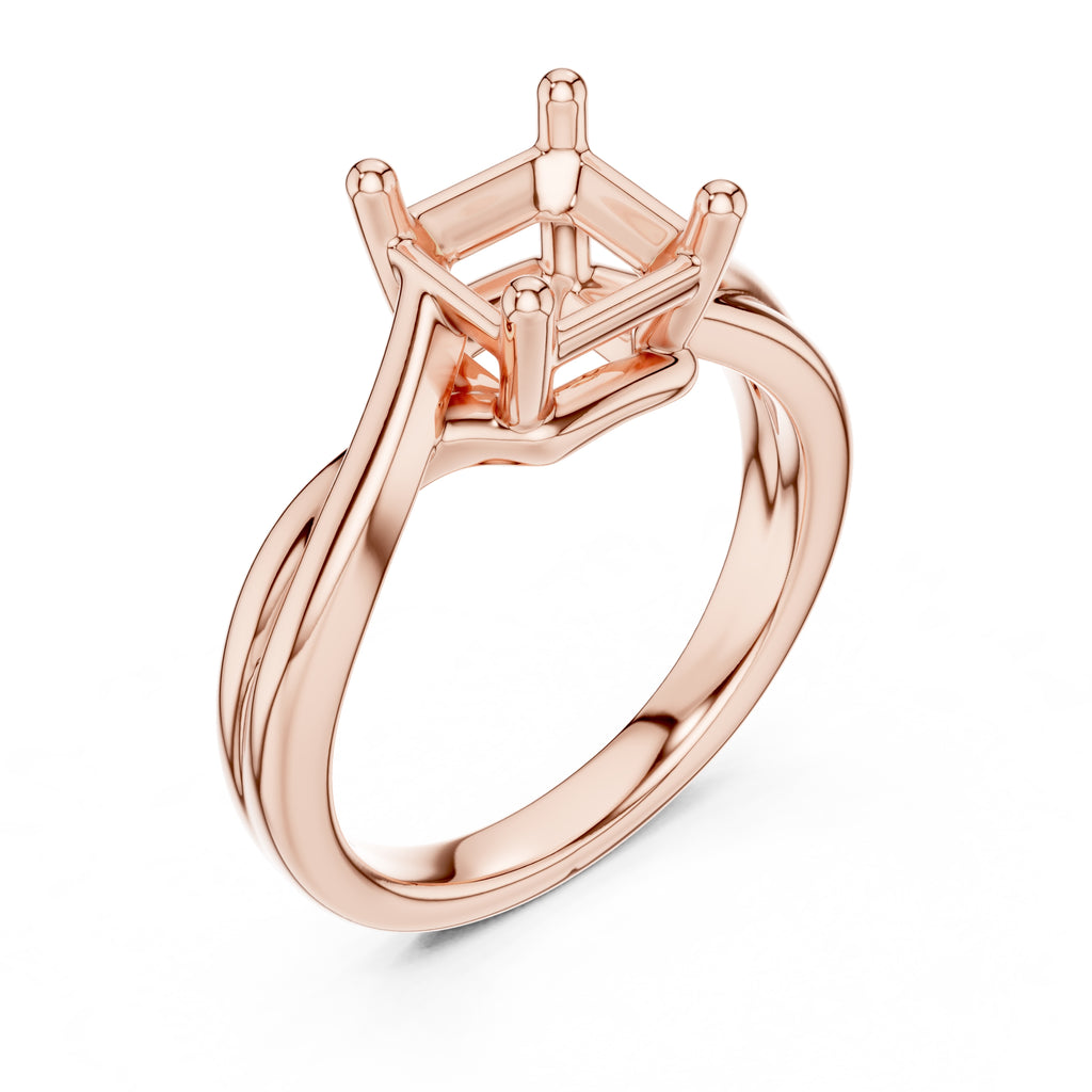 2.00 ct Enchanted Twist Solitaire Engagement Ring 2ct Rose Gold Asscher