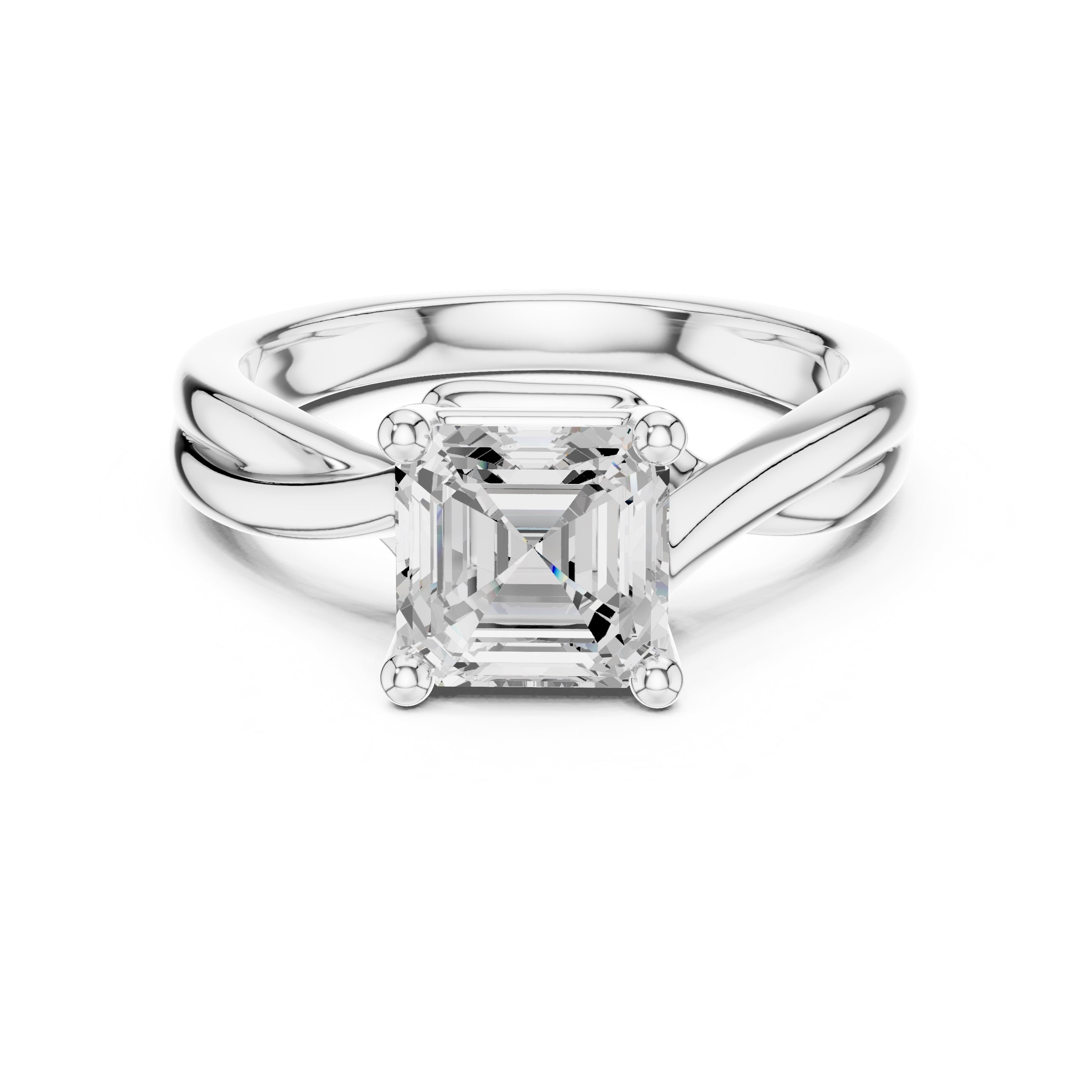2.00 ct Enchanted Twist Solitaire Engagement Ring 2ct White Gold Asscher
