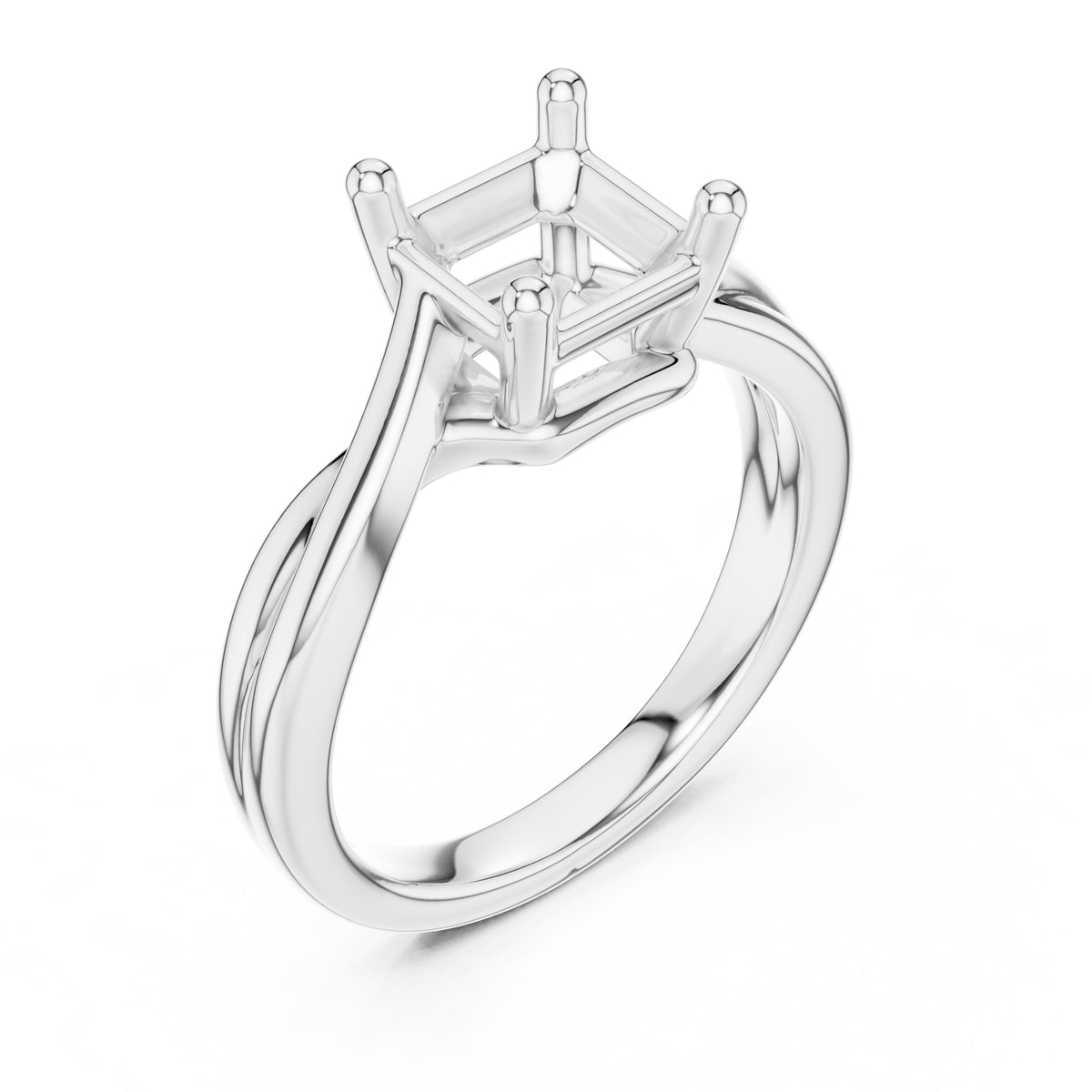 2.00 ct Enchanted Twist Solitaire Engagement Ring 2ct White Gold Asscher
