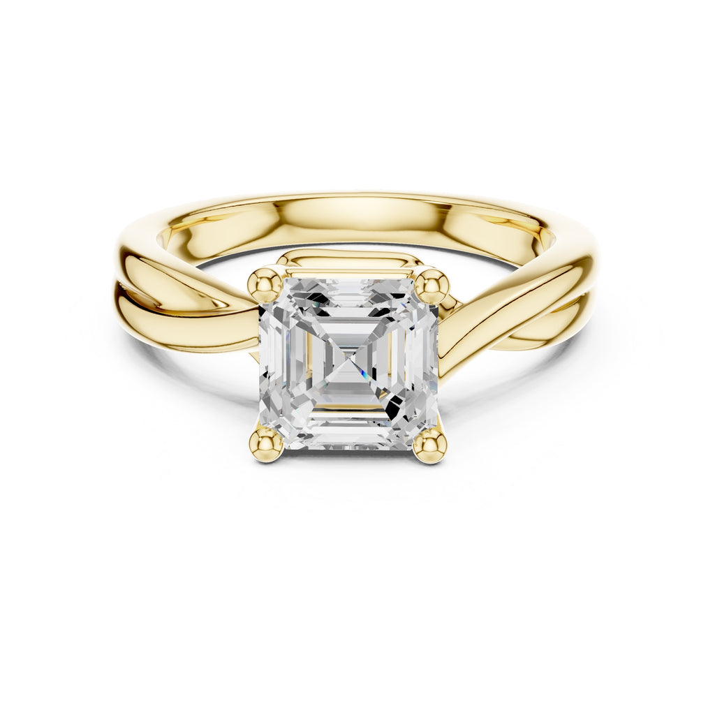 2.00 ct Enchanted Twist Solitaire Engagement Ring 2ct Yellow Gold Asscher