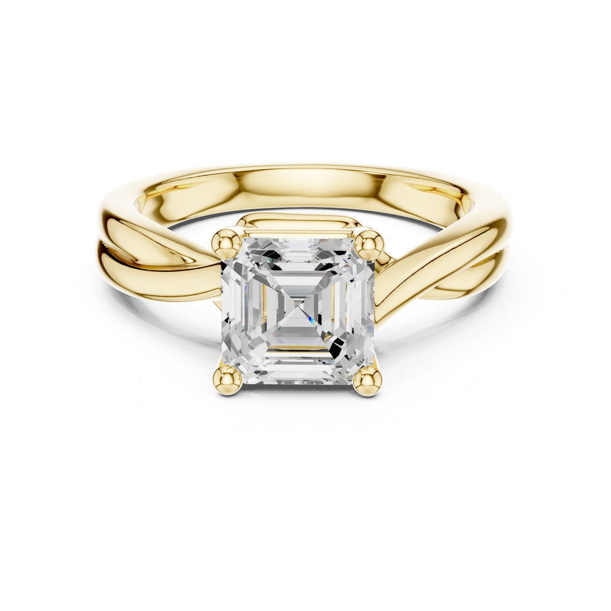 2.00 ct Enchanted Twist Solitaire Engagement Ring 2ct Yellow Gold Asscher