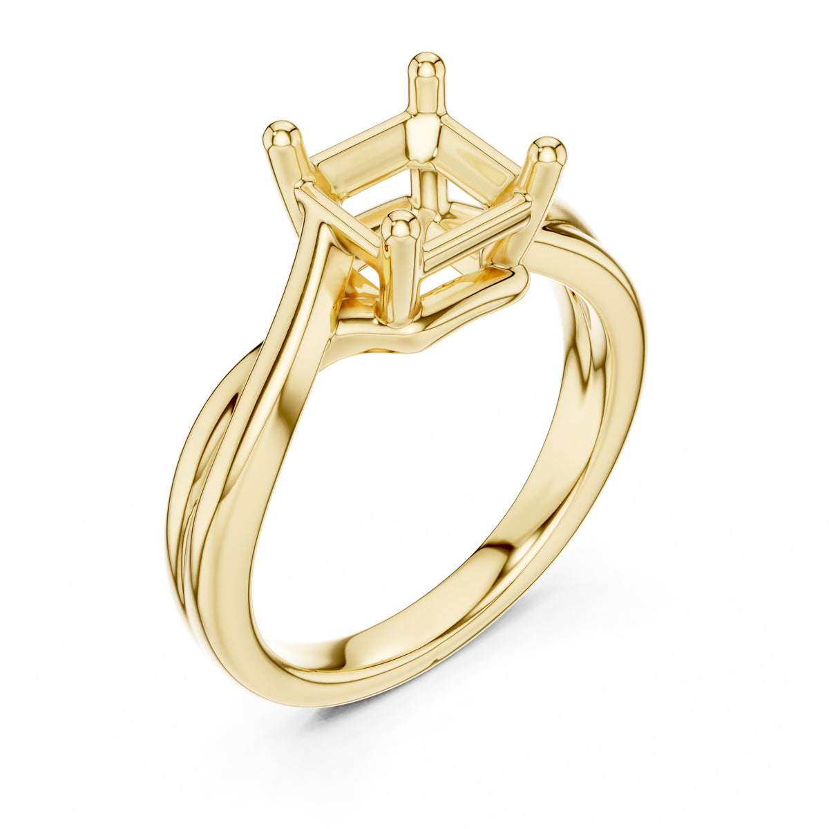 2.00 ct Enchanted Twist Solitaire Engagement Ring 2ct Yellow Gold Asscher
