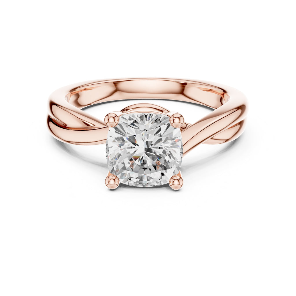 2.00 ct Enchanted Twist Solitaire Engagement Ring 2ct Rose Gold Cushion