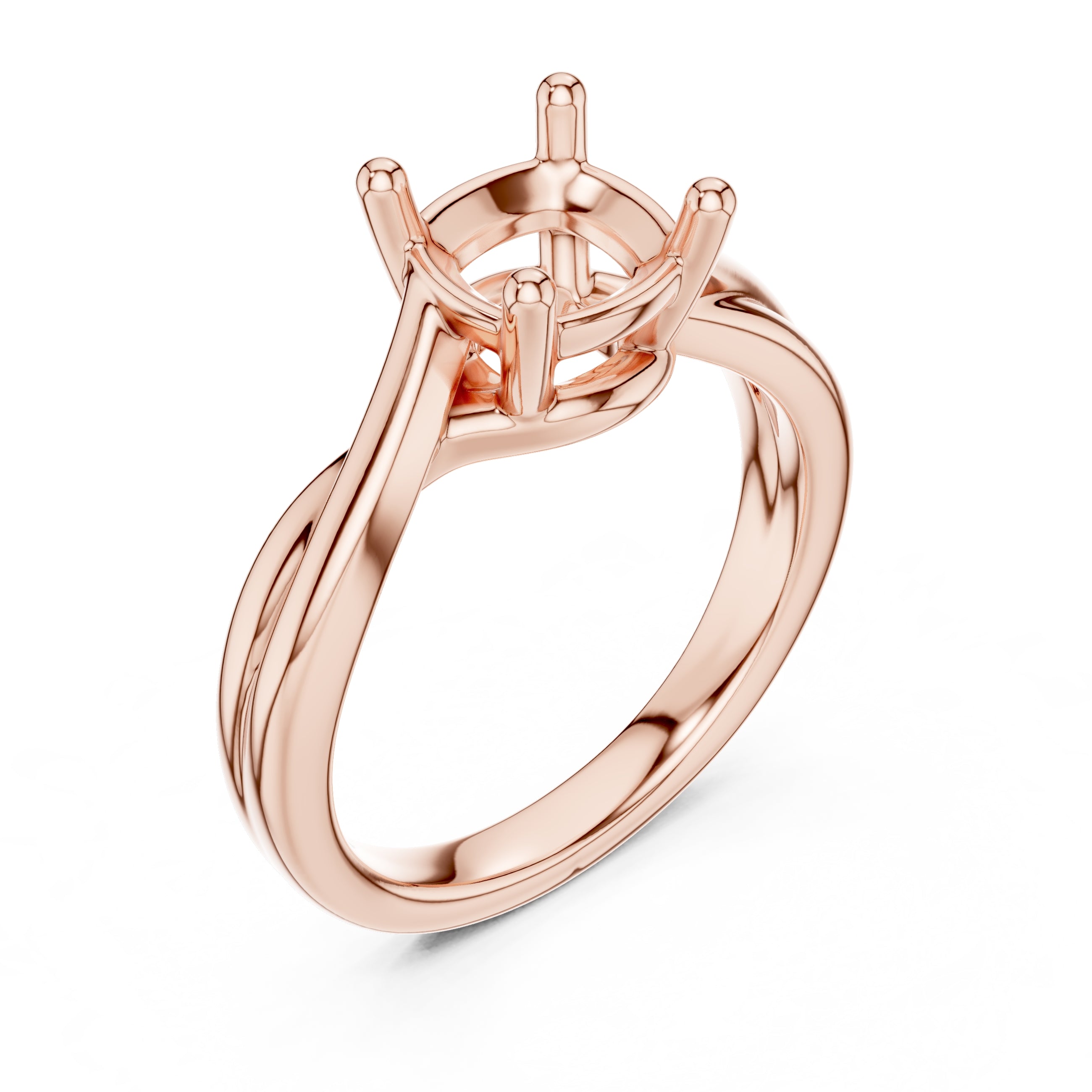 2.00 ct Enchanted Twist Solitaire Engagement Ring 2ct Rose Gold Cushion