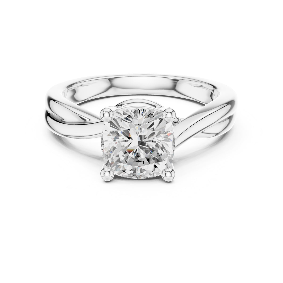 2.00 ct Enchanted Twist Solitaire Engagement Ring 2ct White Gold Cushion