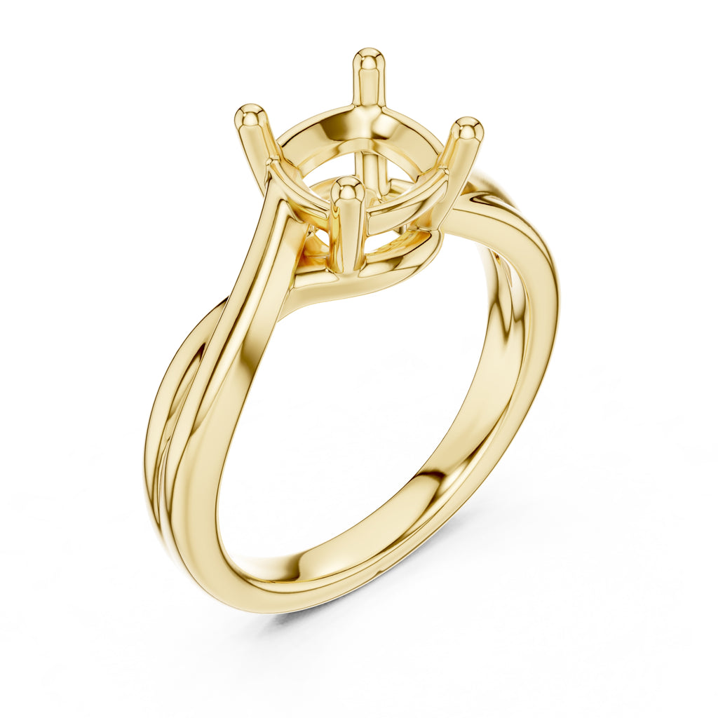 2.00 ct Enchanted Twist Solitaire Engagement Ring 2ct Yellow Gold Cushion