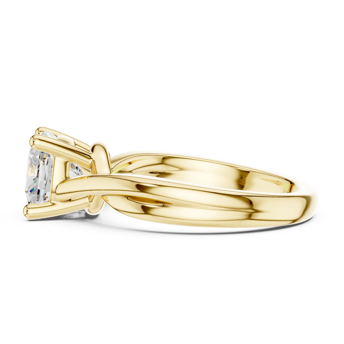 2.00 ct Enchanted Twist Solitaire Engagement Ring 2ct Yellow Gold Cushion