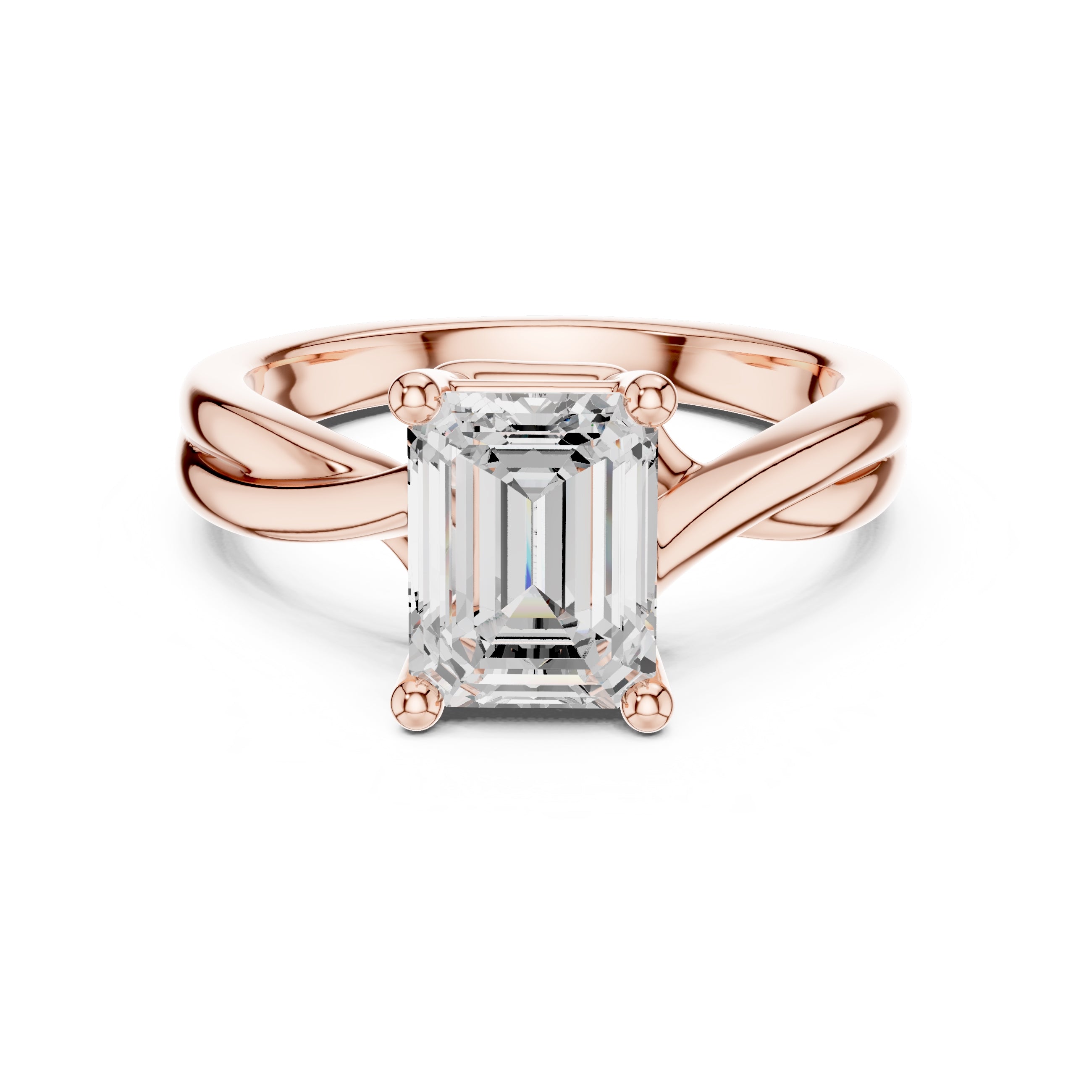 2.00 ct Enchanted Twist Solitaire Engagement Ring 2ct Rose Gold Emerald
