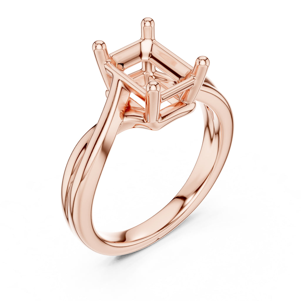 2.00 ct Enchanted Twist Solitaire Engagement Ring 2ct Rose Gold Emerald