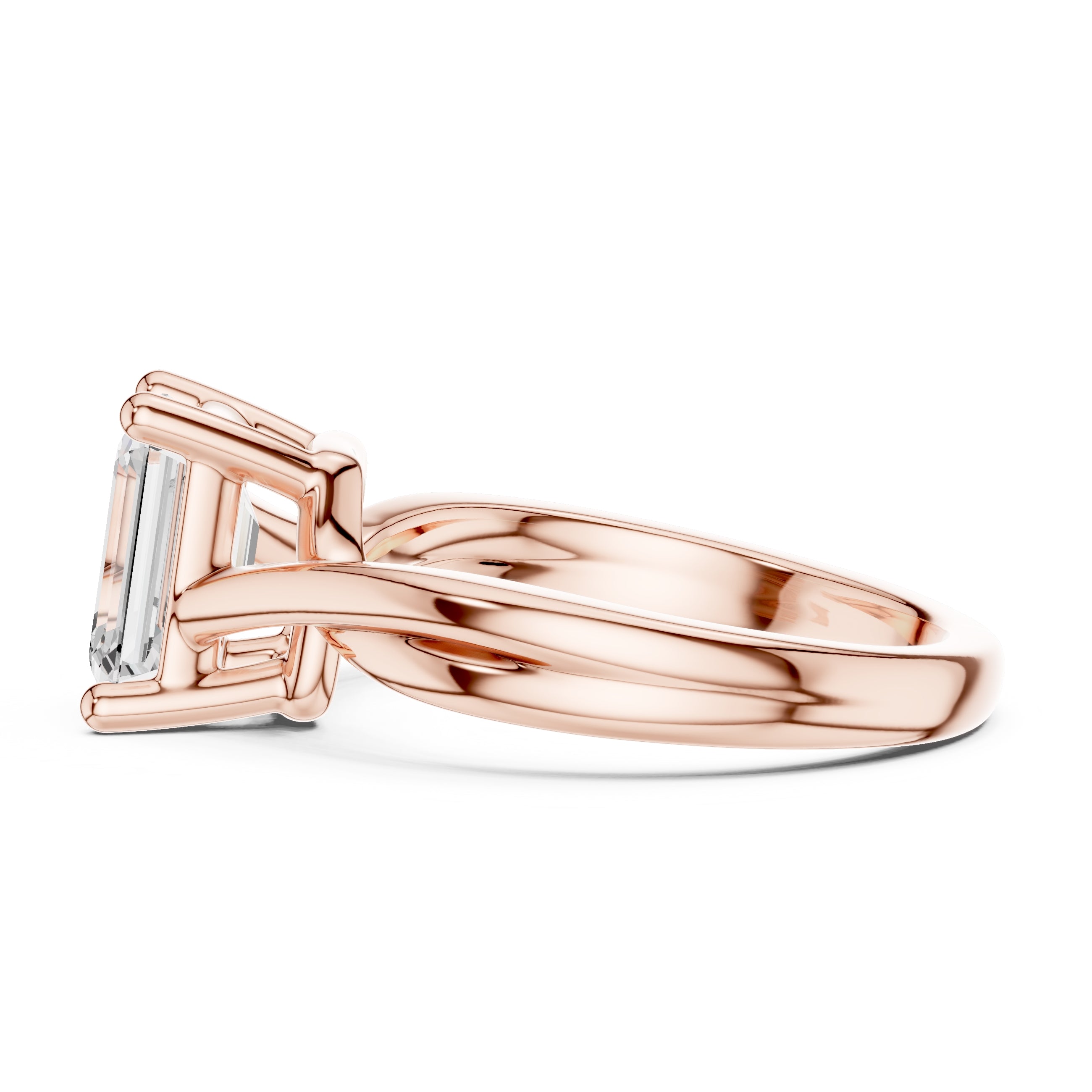 2.00 ct Enchanted Twist Solitaire Engagement Ring 2ct Rose Gold Emerald