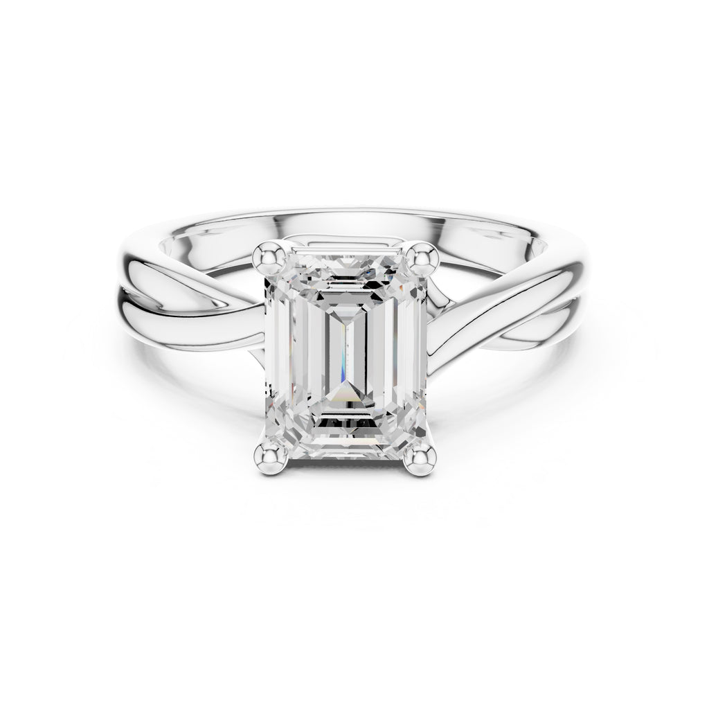 2.00 ct Enchanted Twist Solitaire Engagement Ring 2ct White Gold Emerald