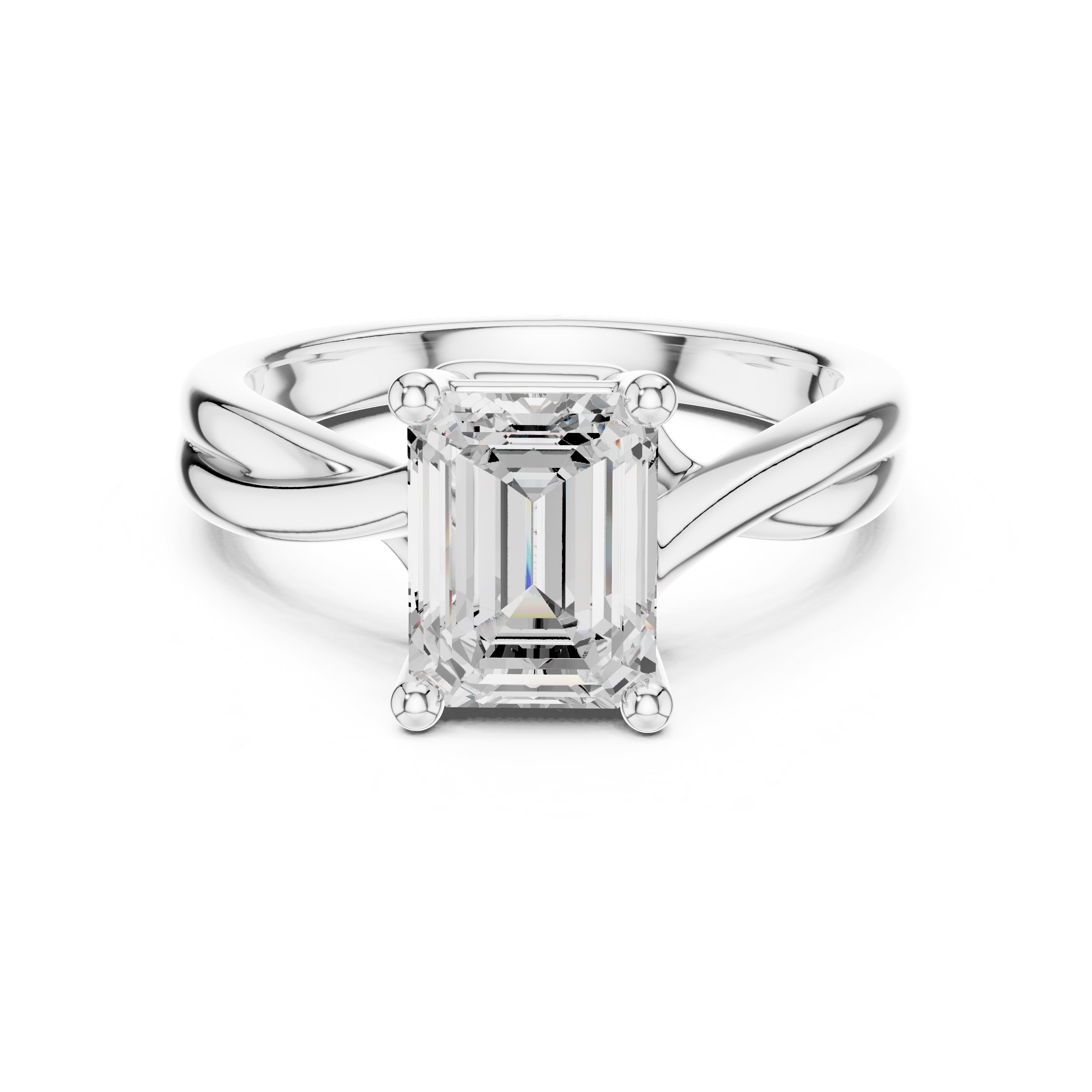 2.00 ct Enchanted Twist Solitaire Engagement Ring 2ct White Gold Emerald