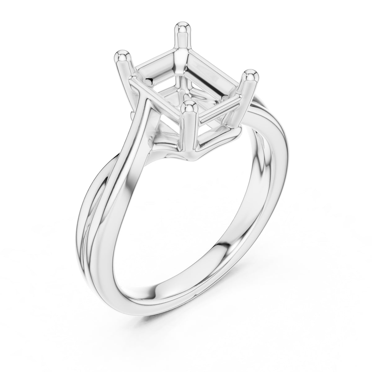 2.00 ct Enchanted Twist Solitaire Engagement Ring 2ct White Gold Emerald