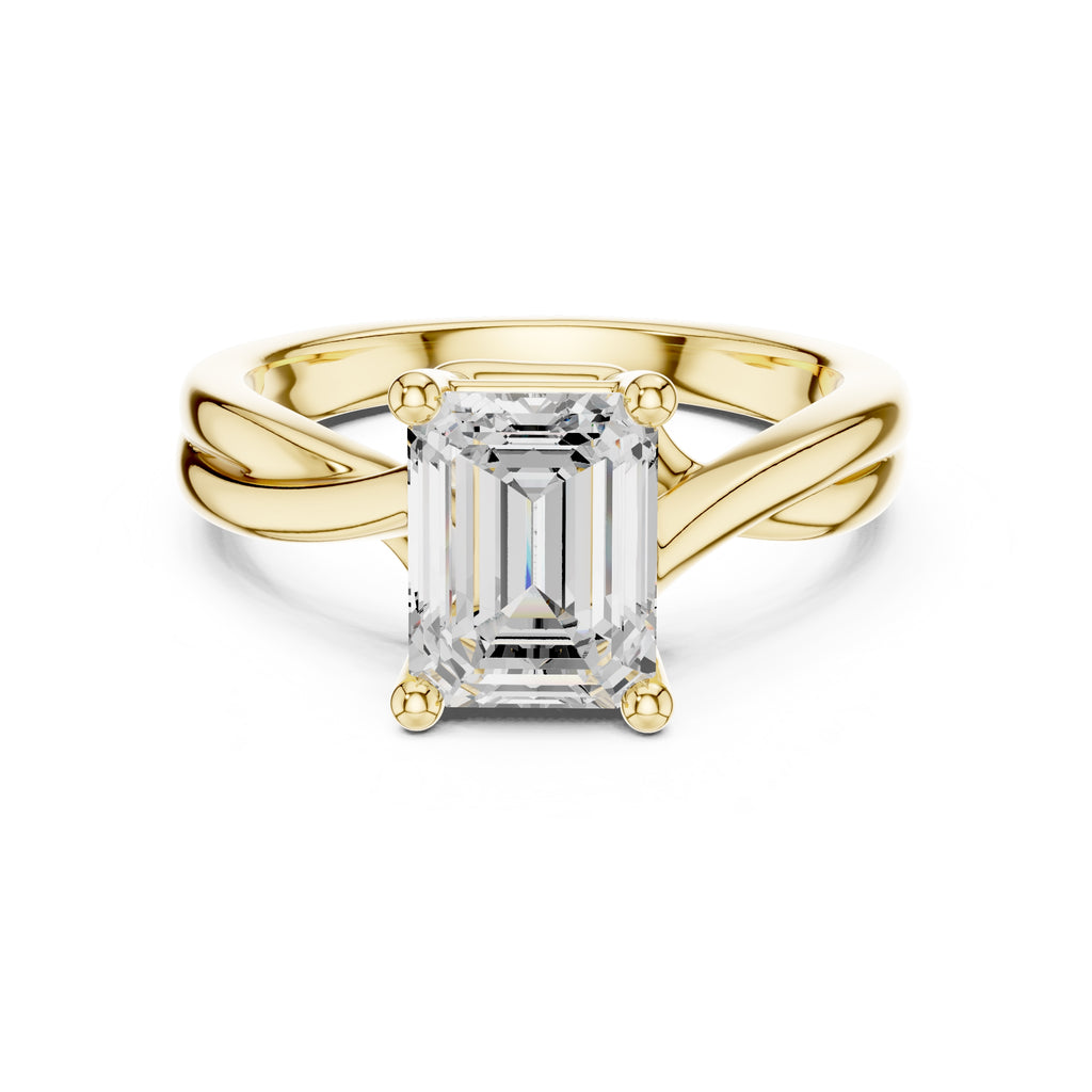 2.00 ct Enchanted Twist Solitaire Engagement Ring 2ct Yellow Gold Emerald
