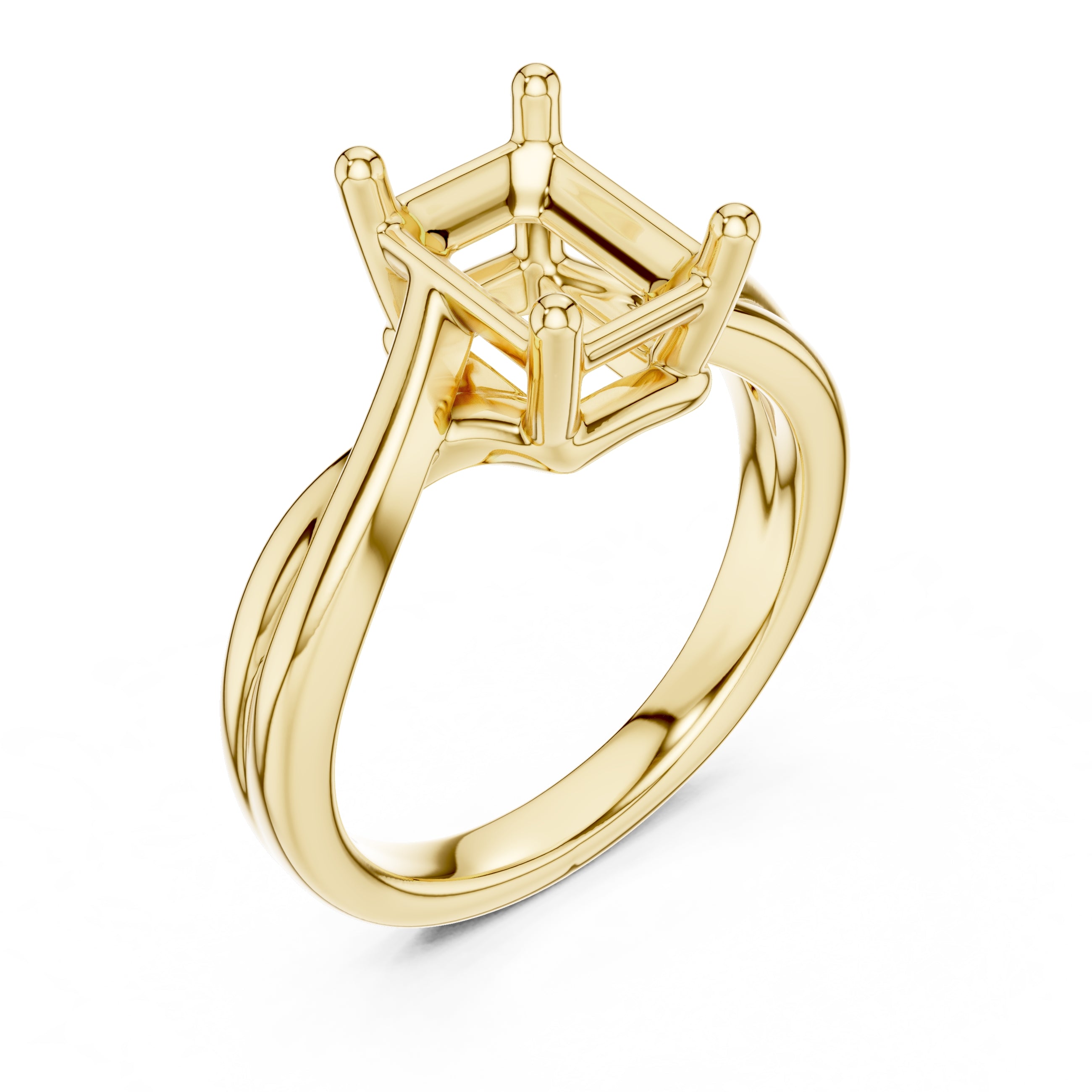 2.00 ct Enchanted Twist Solitaire Engagement Ring 2ct Yellow Gold Emerald