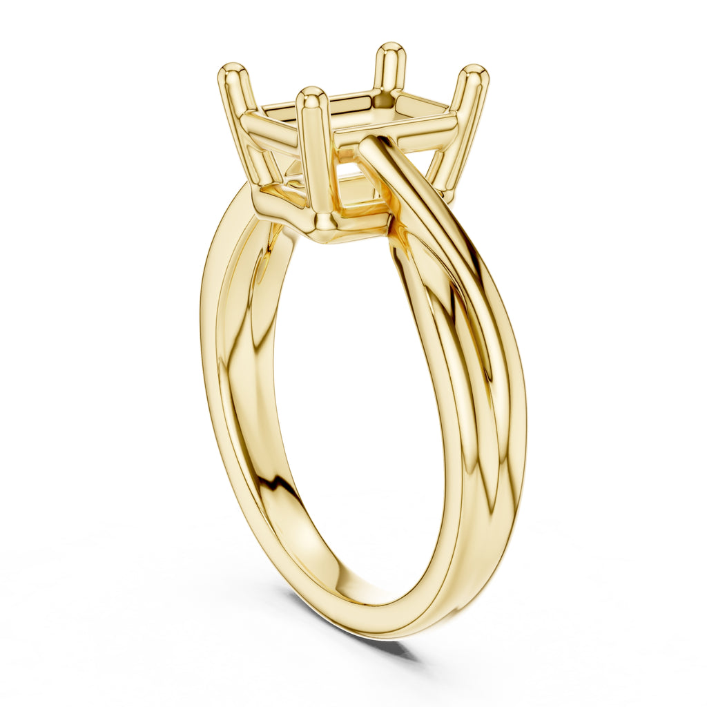 2.00 ct Enchanted Twist Solitaire Engagement Ring 2ct Yellow Gold Emerald