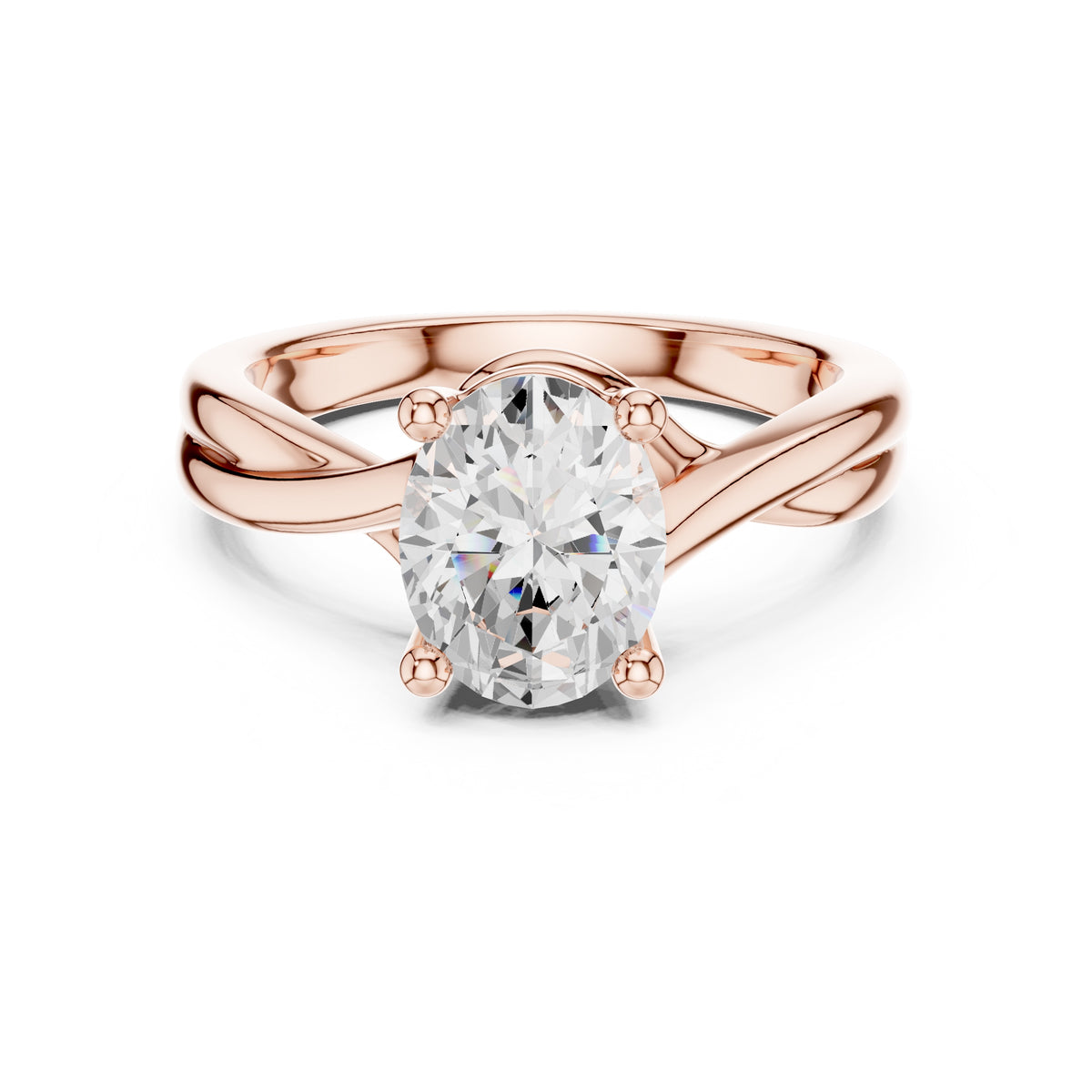2.00 ct Enchanted Twist Solitaire Engagement Ring 2ct Rose Gold Oval