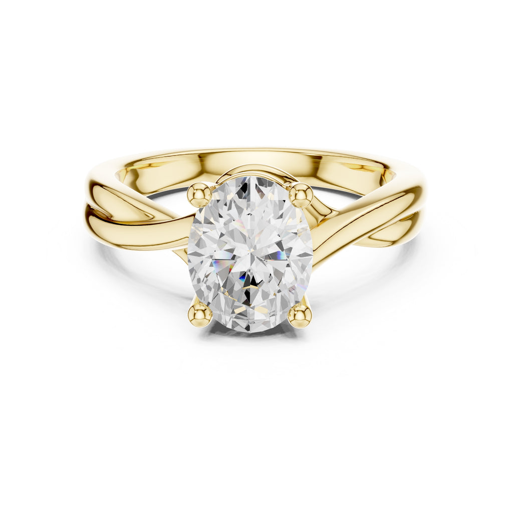 2.00 ct Enchanted Twist Solitaire Engagement Ring 2ct Yellow Gold Oval