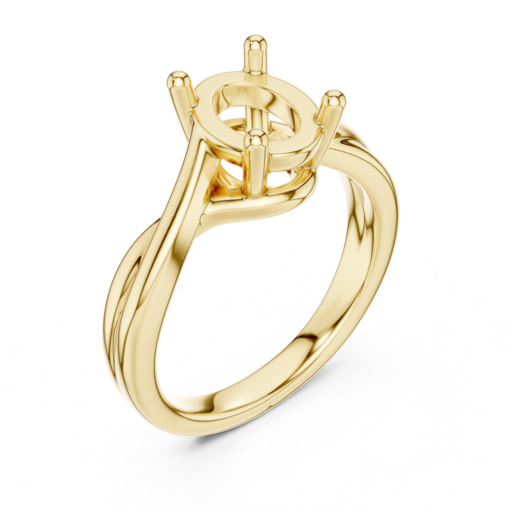 2.00 ct Enchanted Twist Solitaire Engagement Ring 2ct Yellow Gold Oval