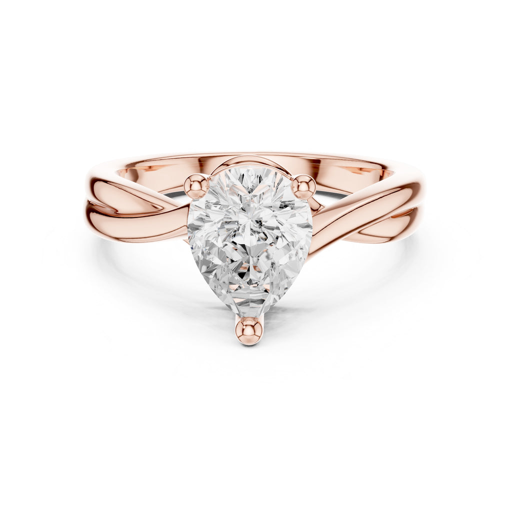 2.00 ct Enchanted Twist Solitaire Engagement Ring 2ct Rose Gold Pear