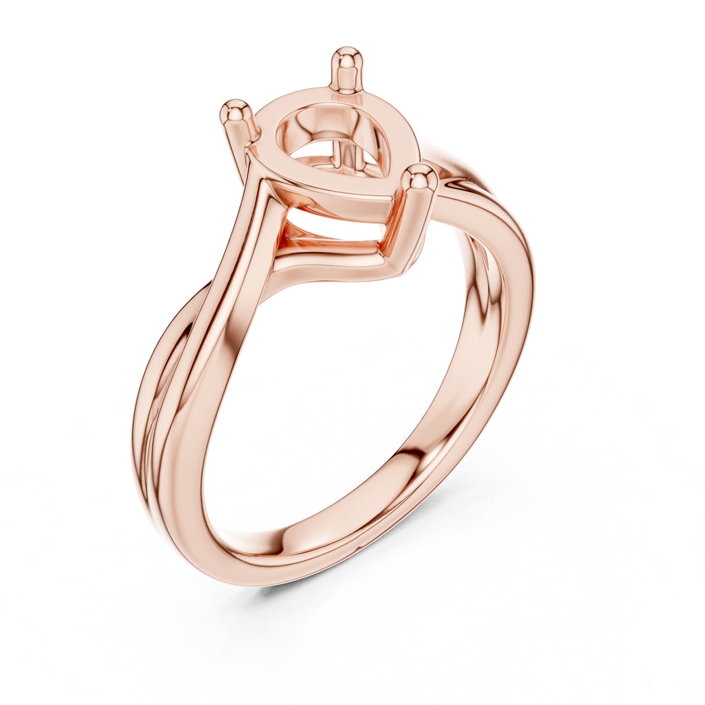 2.00 ct Enchanted Twist Solitaire Engagement Ring 2ct Rose Gold Pear
