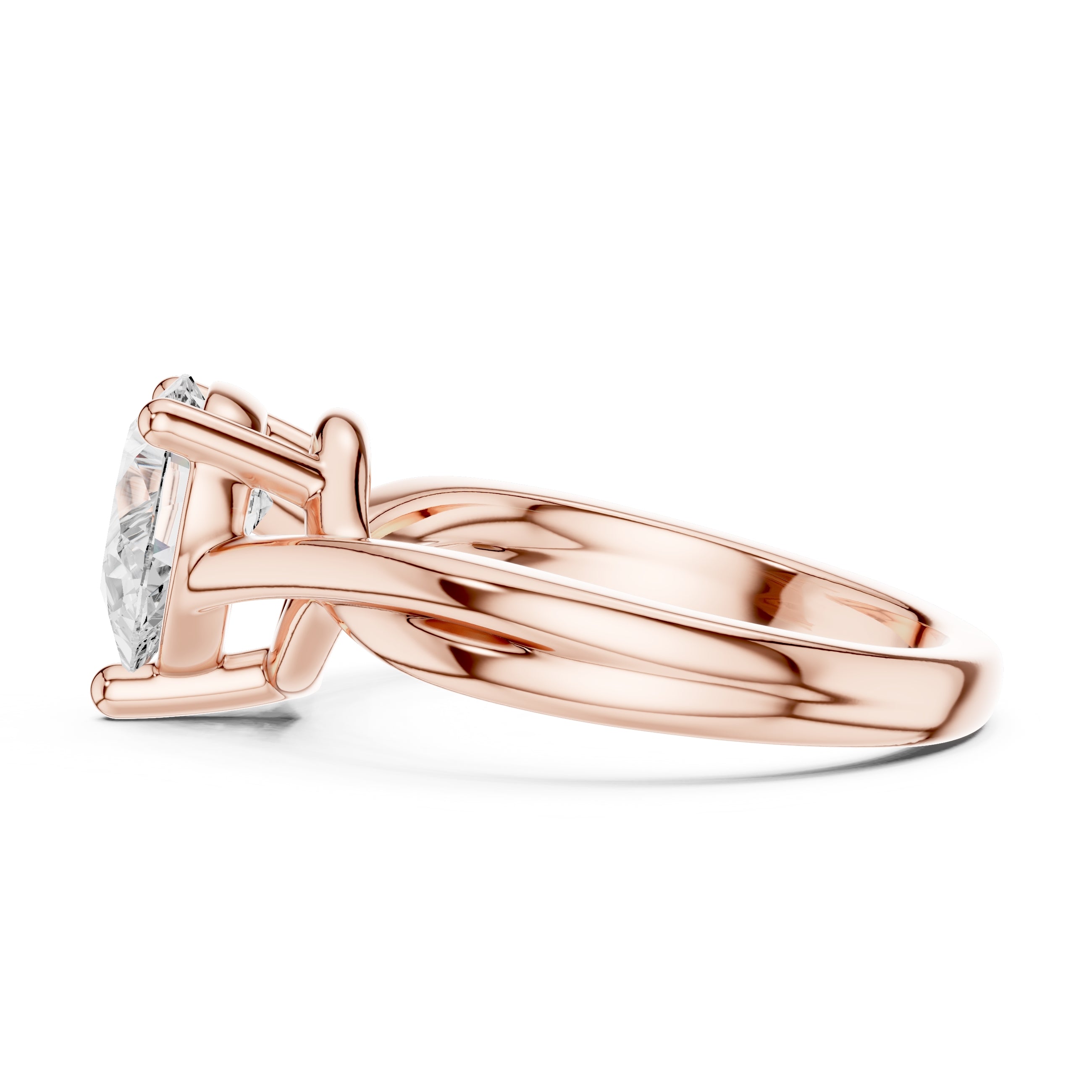 2.00 ct Enchanted Twist Solitaire Engagement Ring 2ct Rose Gold Pear