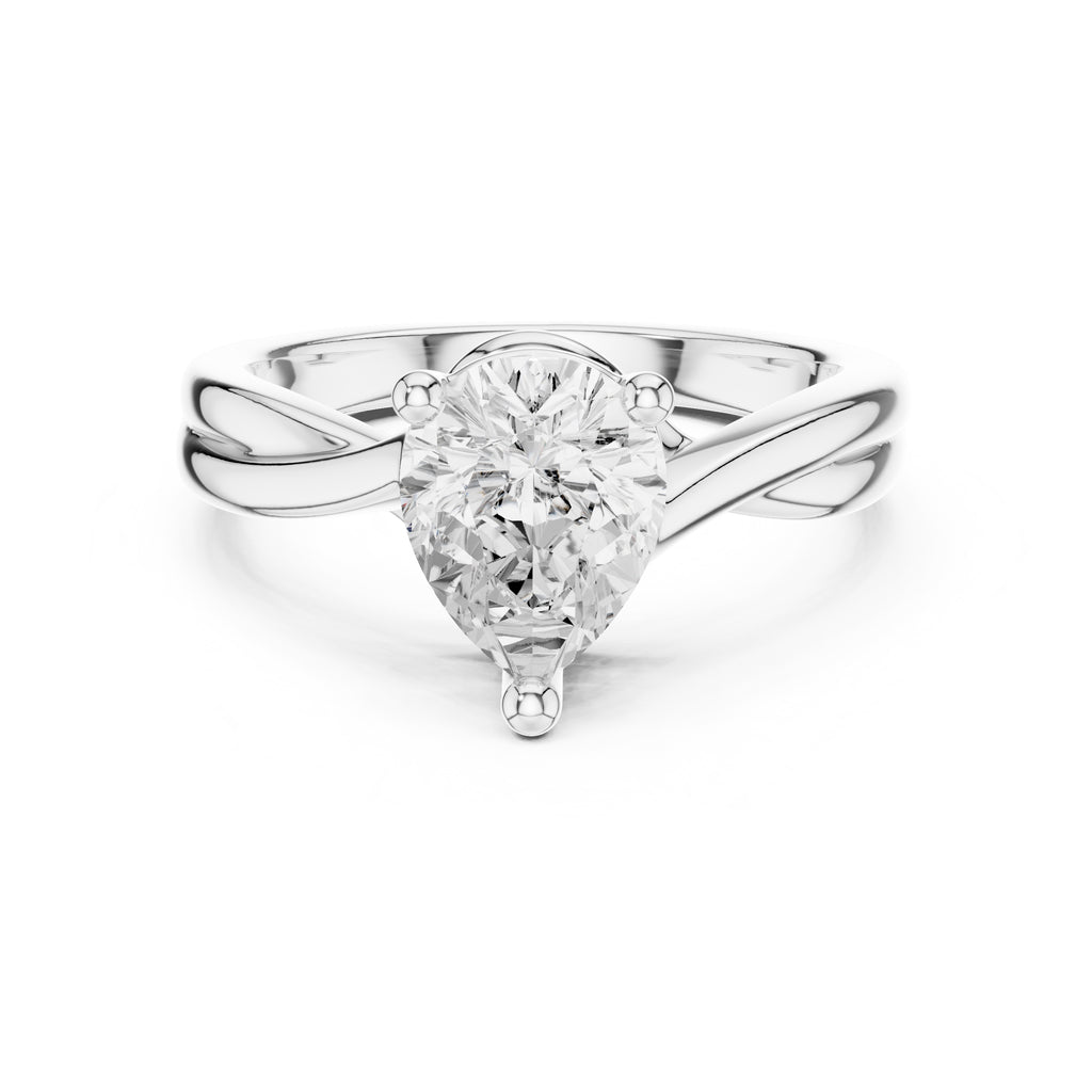 2.00 ct Enchanted Twist Solitaire Engagement Ring 2ct White Gold Pear