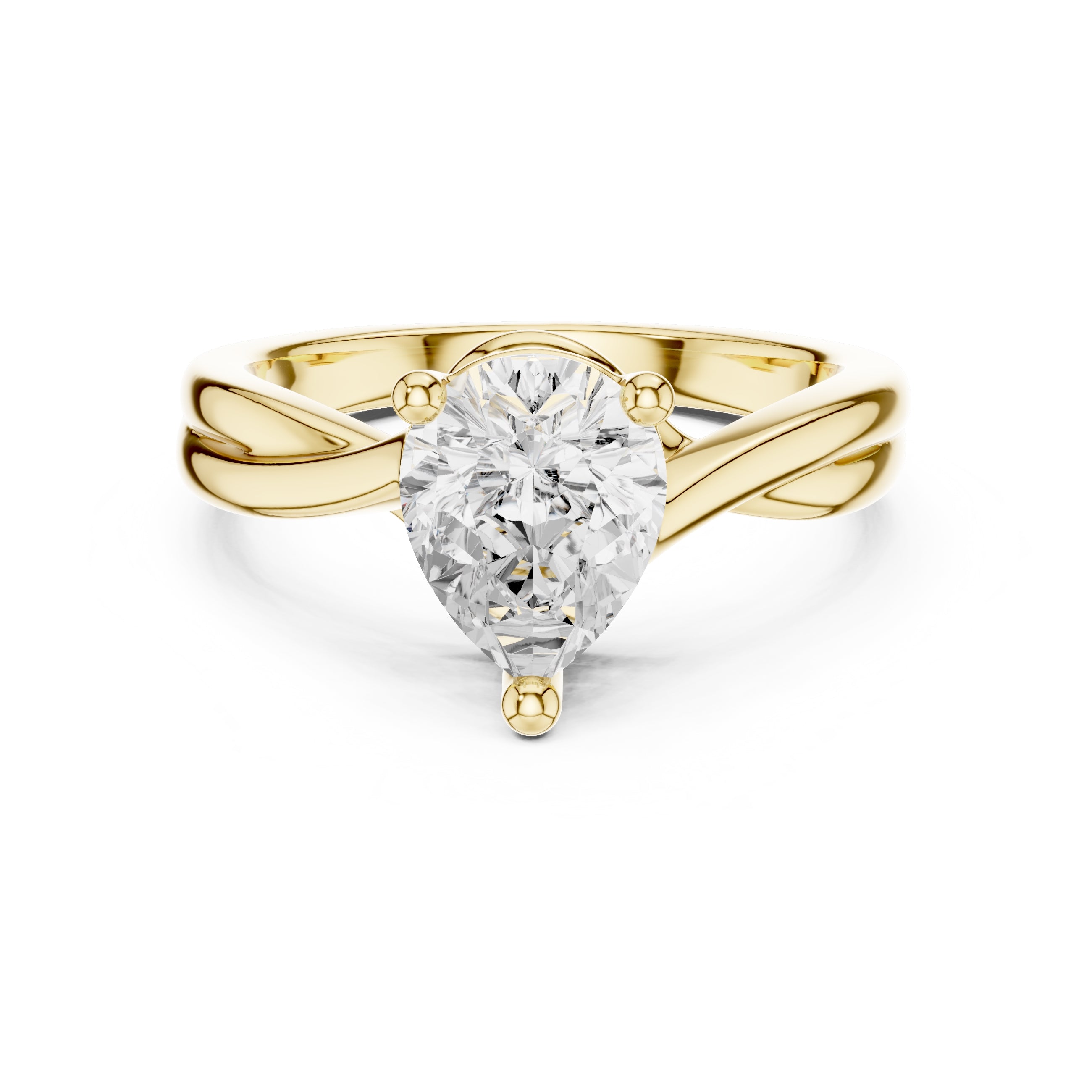 2.00 ct Enchanted Twist Solitaire Engagement Ring 2ct Yellow Gold Pear