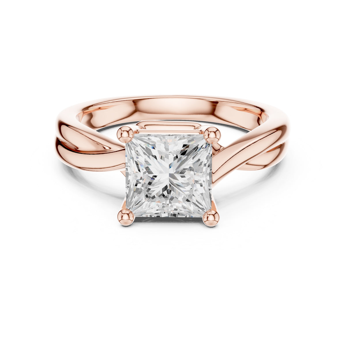 2.00 ct Enchanted Twist Solitaire Engagement Ring 2ct Rose Gold Princess