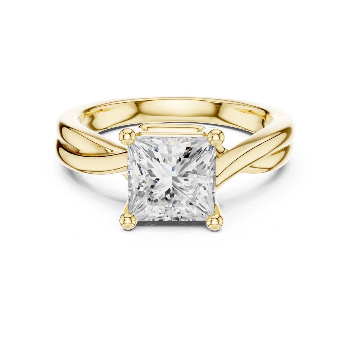 2.00 ct Enchanted Twist Solitaire Engagement Ring 2ct Yellow Gold Princess
