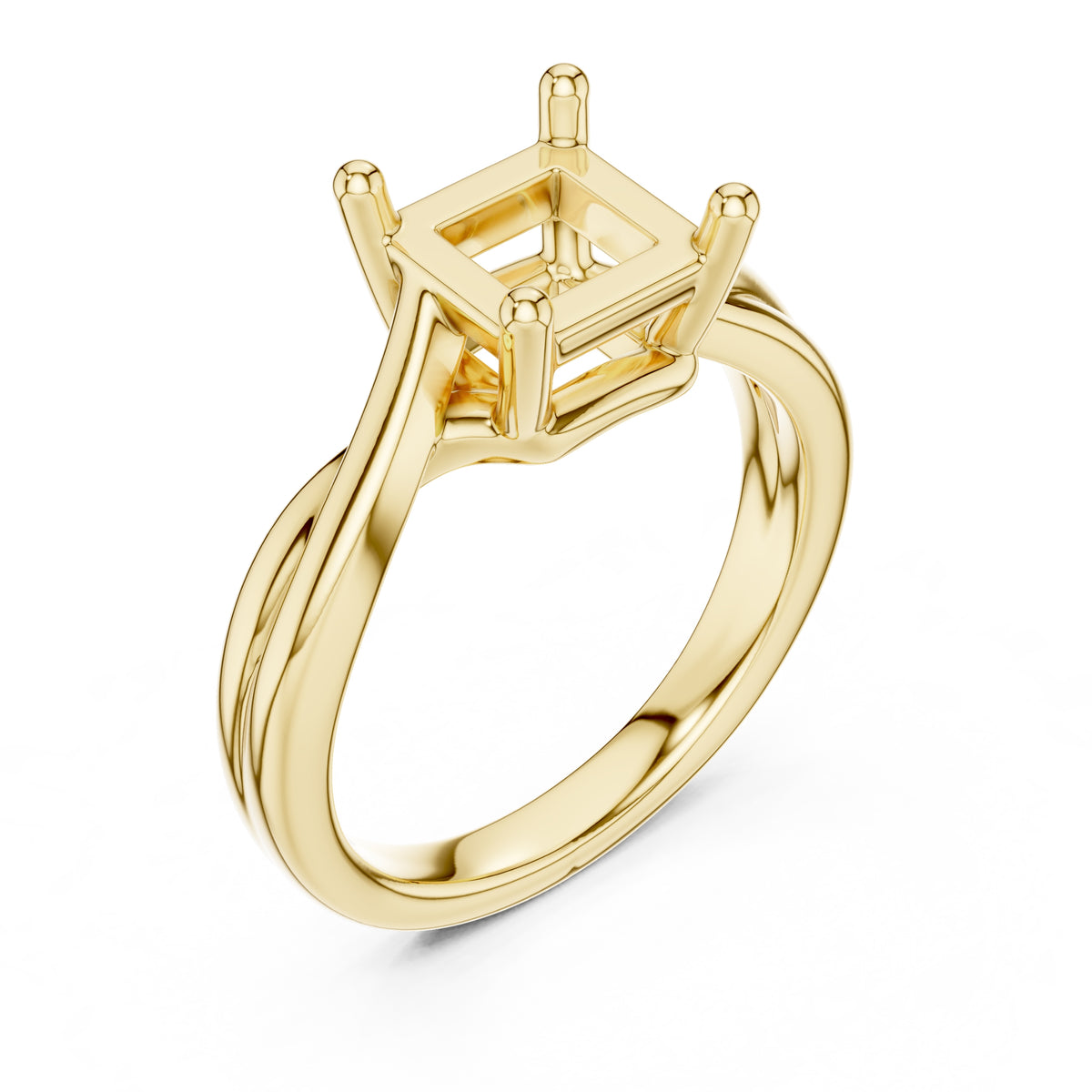 2.00 ct Enchanted Twist Solitaire Engagement Ring 2ct Yellow Gold Princess