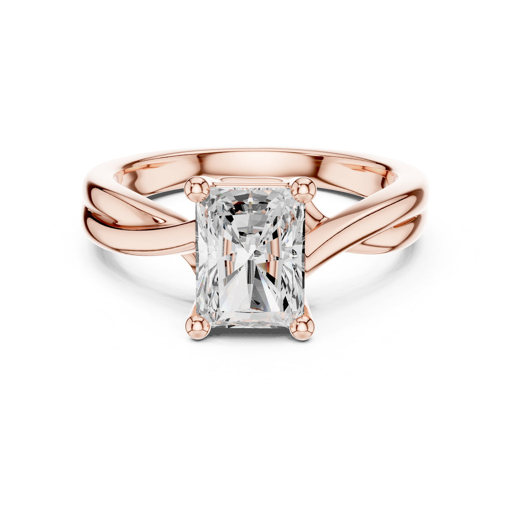 2.00 ct Enchanted Twist Solitaire Engagement Ring 2ct Rose Gold Radiant
