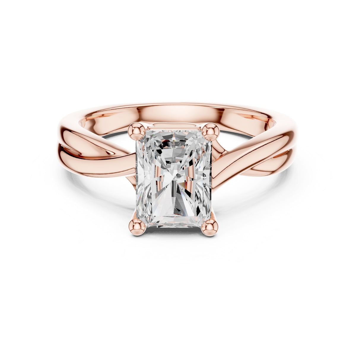 2.00 ct Enchanted Twist Solitaire Engagement Ring 2ct Rose Gold Radiant