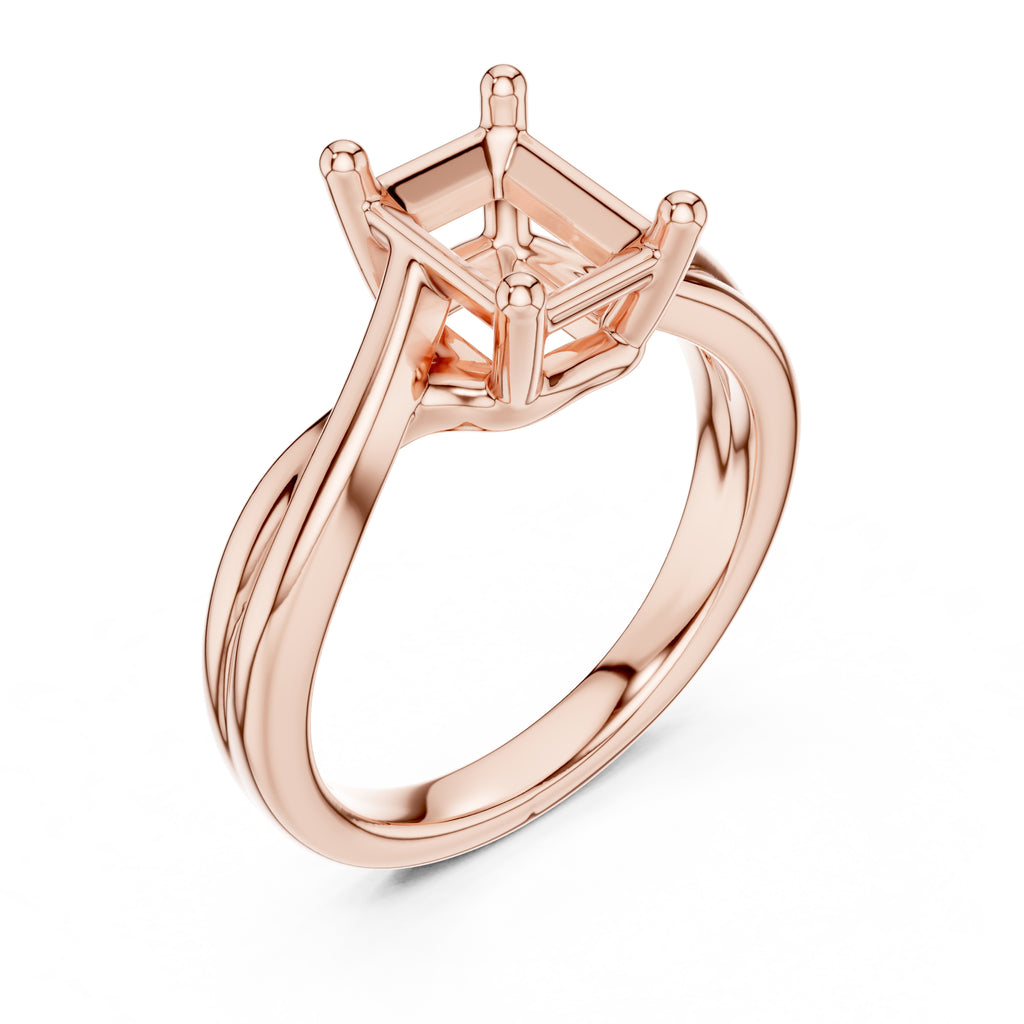 2.00 ct Enchanted Twist Solitaire Engagement Ring 2ct Rose Gold Radiant