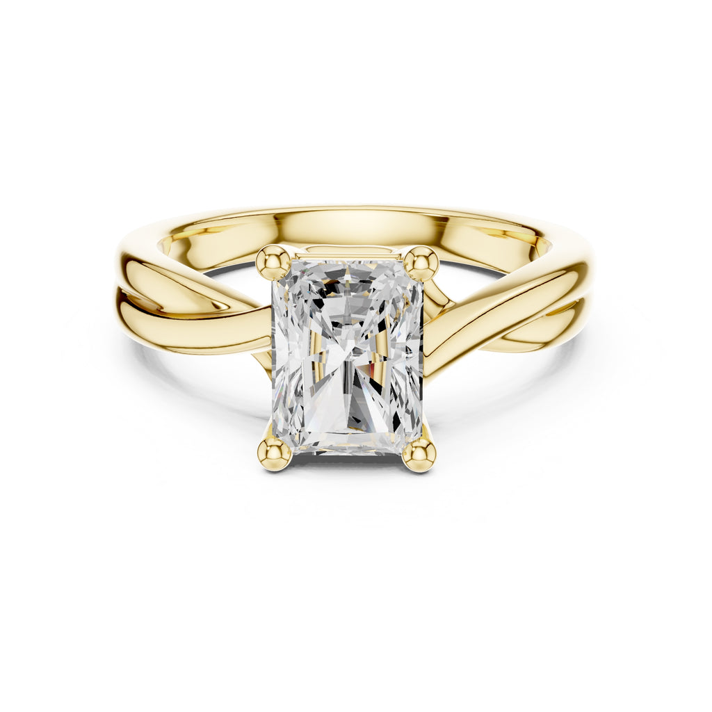 2.00 ct Enchanted Twist Solitaire Engagement Ring 2ct Yellow Gold Radiant