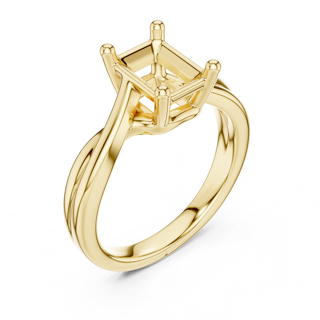 2.00 ct Enchanted Twist Solitaire Engagement Ring 2ct Yellow Gold Radiant