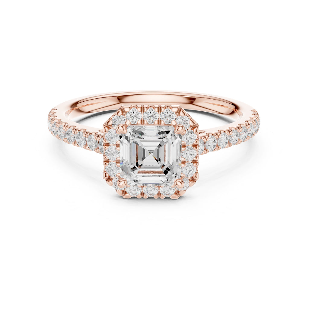 1.00 ct Serenade Halo Engagement Ring 1ct Rose Gold Asscher