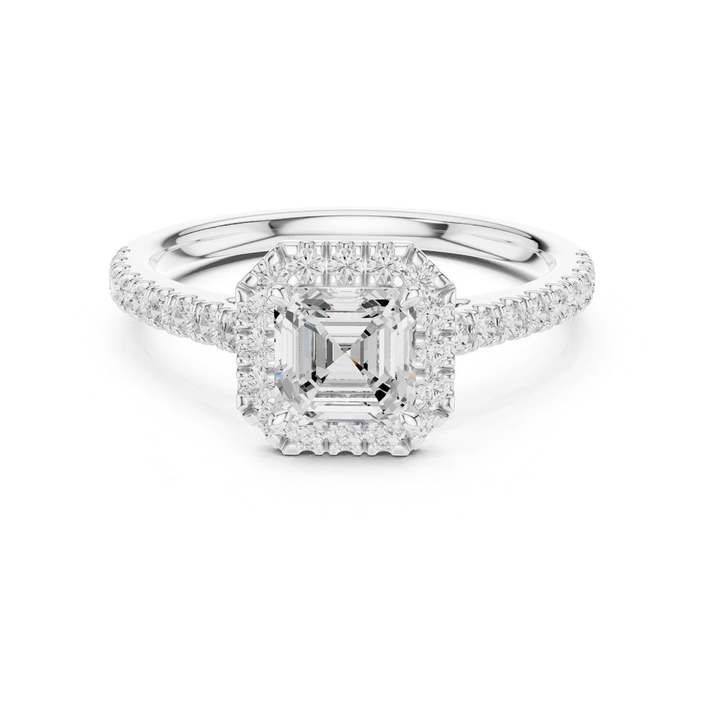 1.00 ct Serenade Halo Engagement Ring 1ct White Gold Asscher