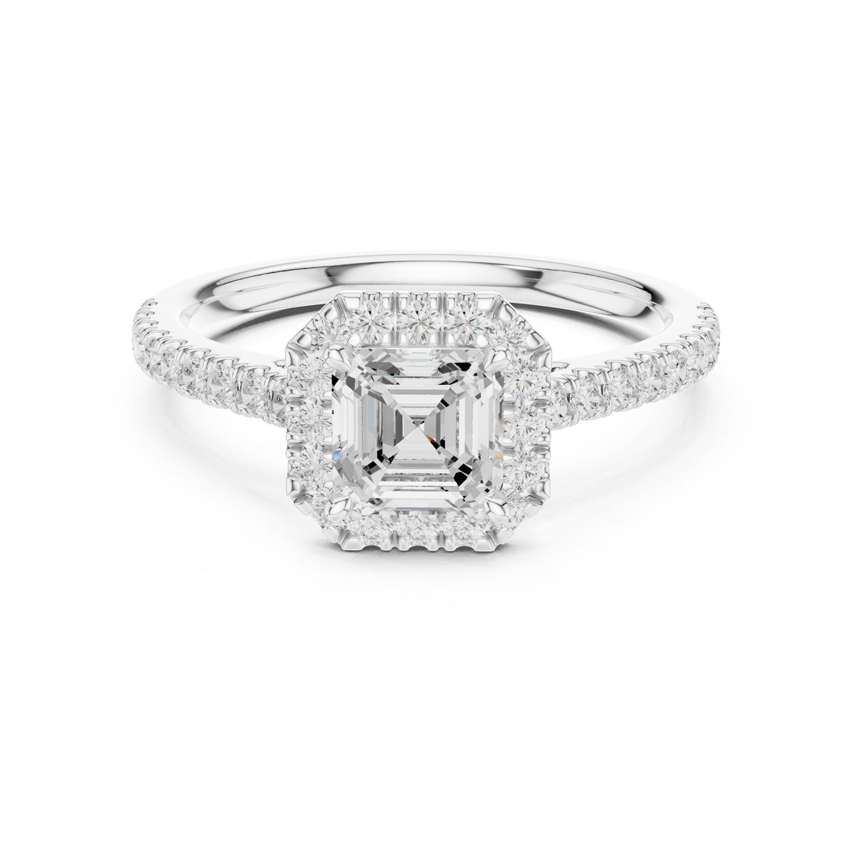 1.00 ct Serenade Halo Engagement Ring 1ct White Gold Asscher