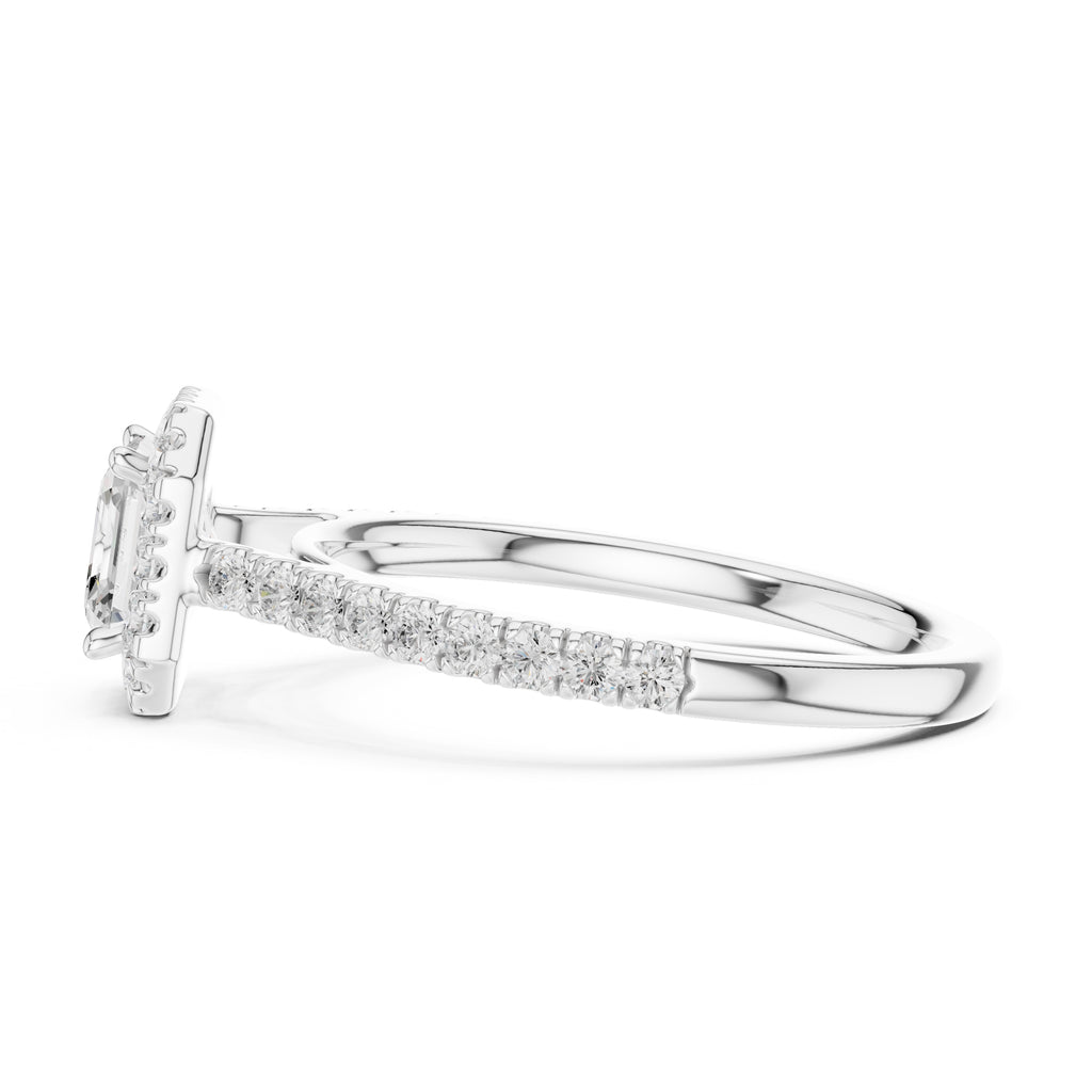 1.00 ct Serenade Halo Engagement Ring 1ct White Gold Asscher