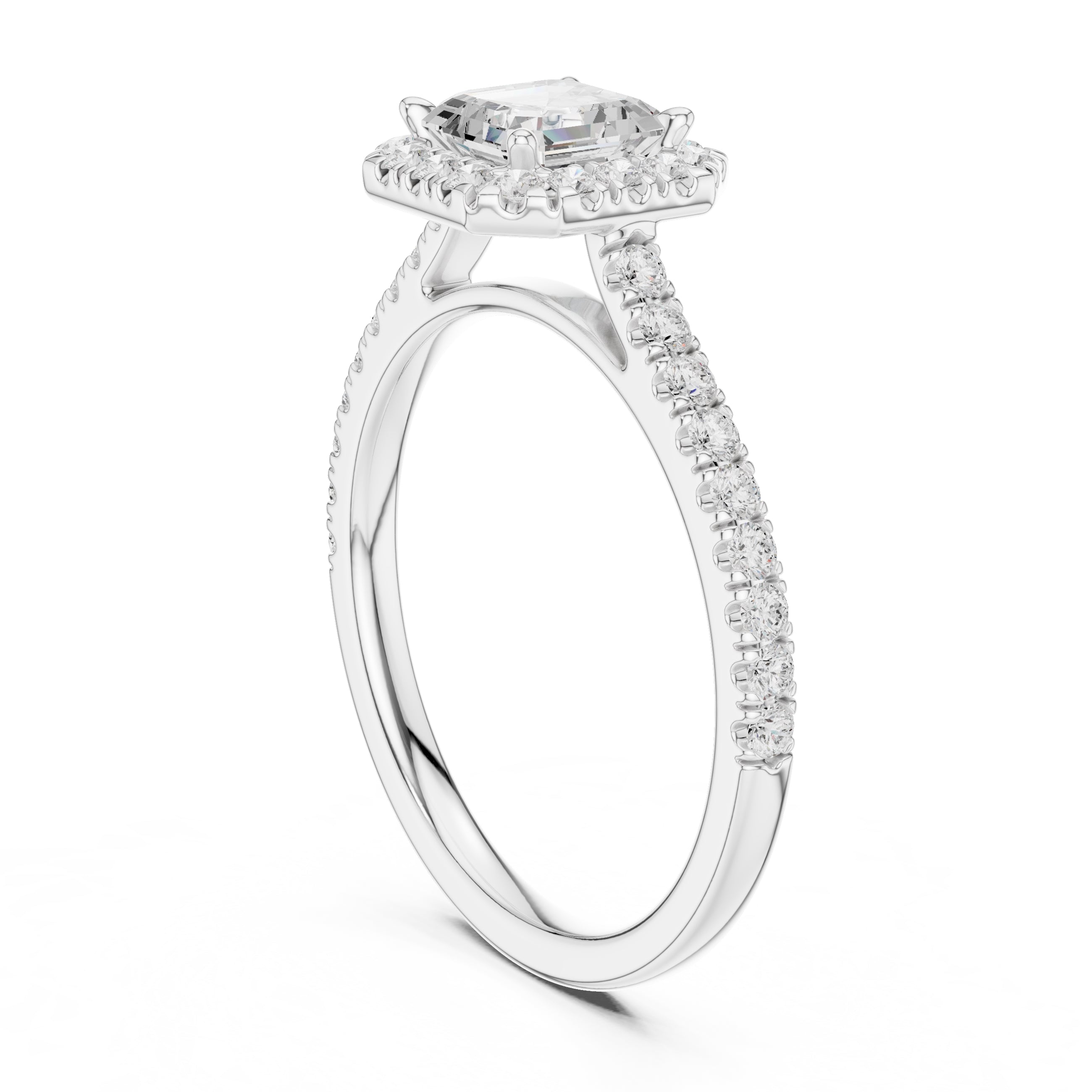 1.00 ct Serenade Halo Engagement Ring 1ct White Gold Asscher