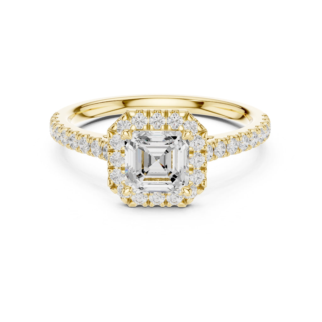 1.00 ct Serenade Halo Engagement Ring 1ct Yellow Gold Asscher