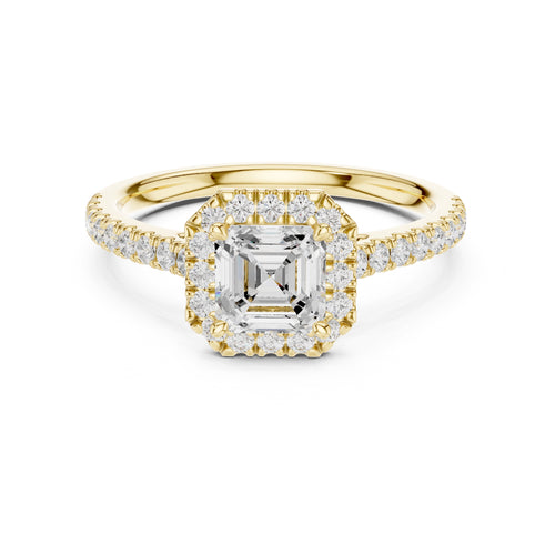 1.00 ct Serenade Halo Engagement Ring 1ct Yellow Gold Asscher