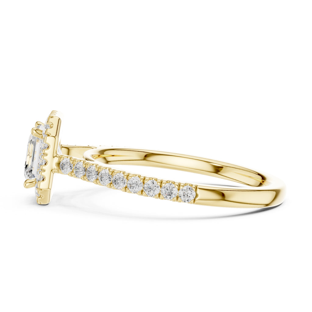 1.00 ct Serenade Halo Engagement Ring 1ct Yellow Gold Asscher