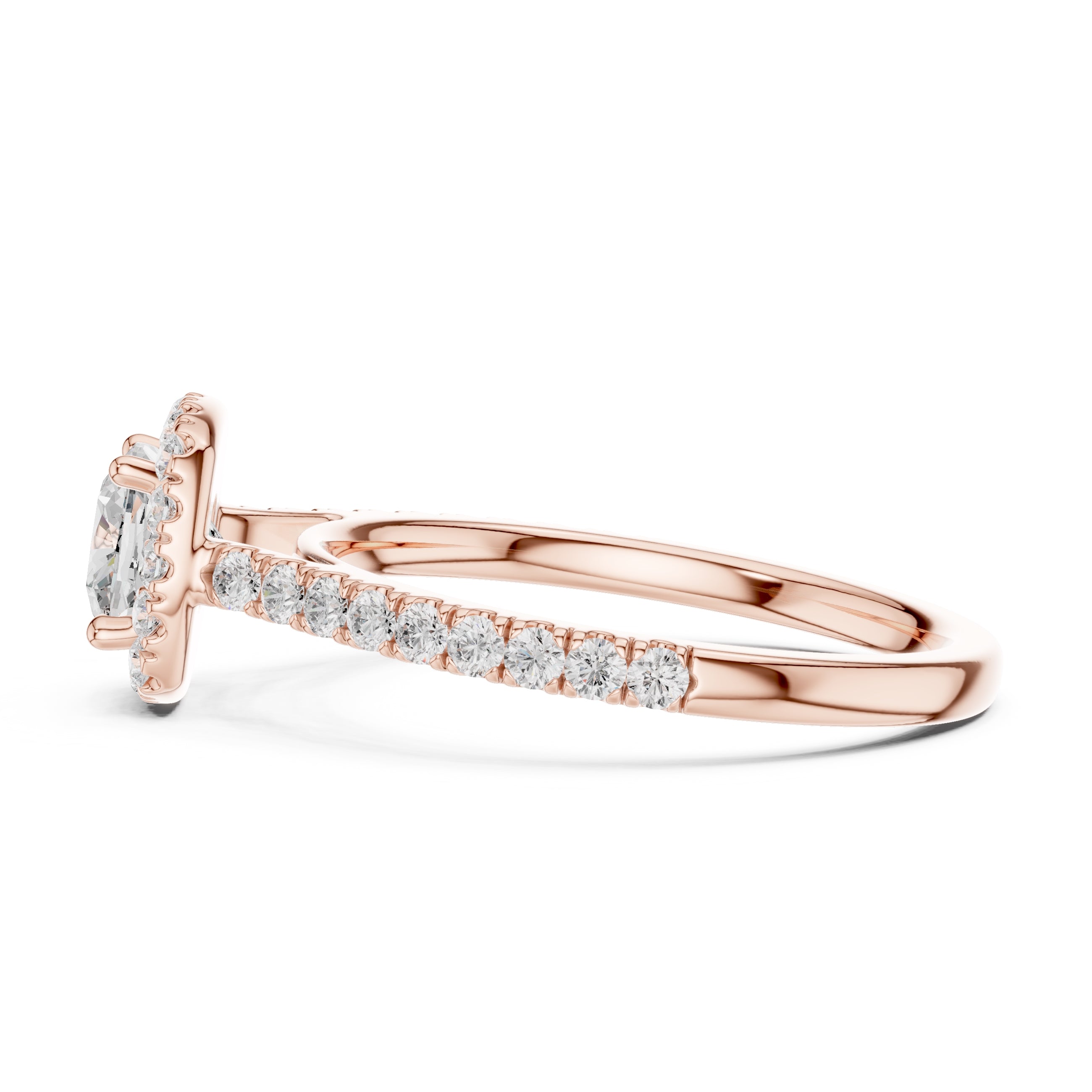1.00 ct Serenade Halo Engagement Ring 1ct Rose Gold Cushion