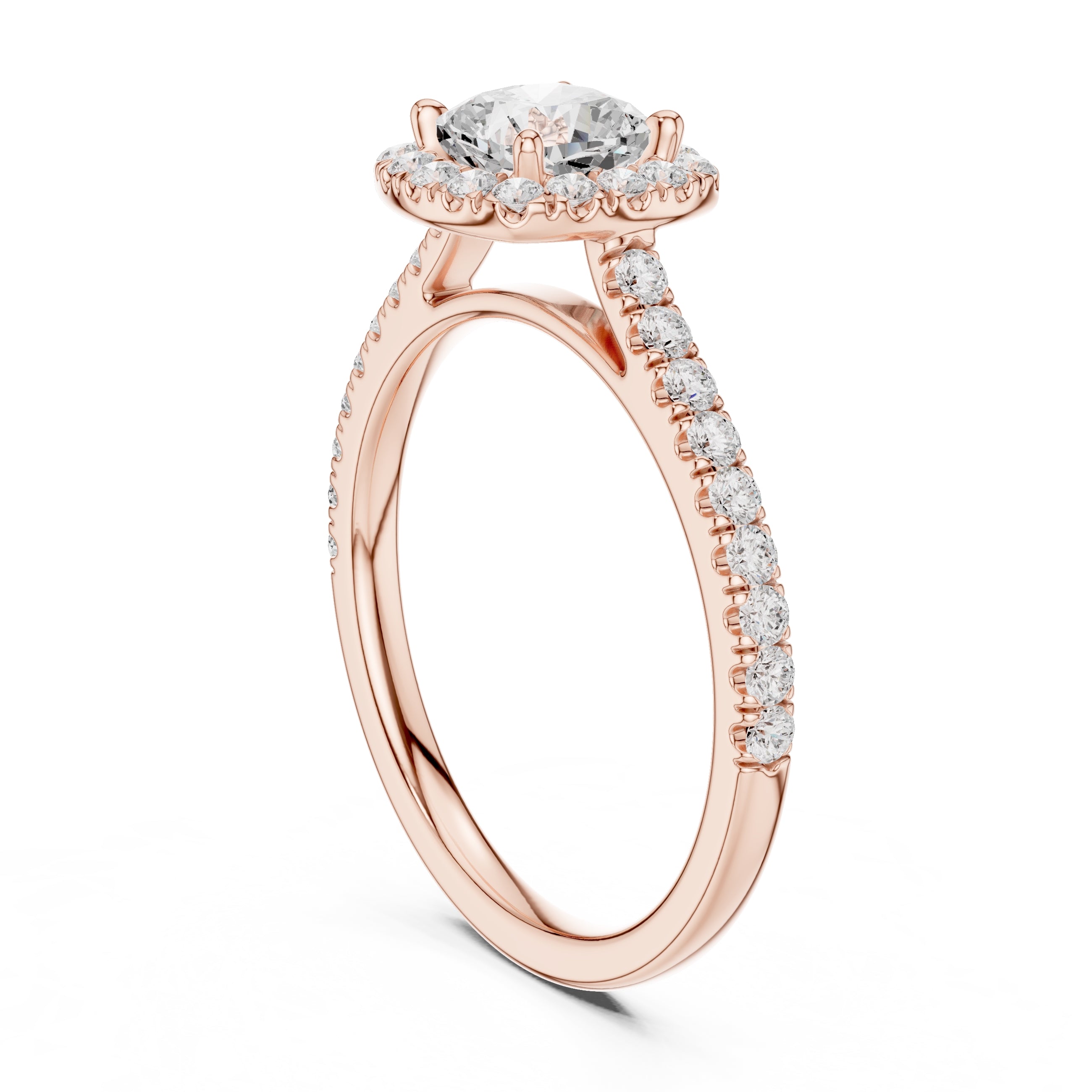 1.00 ct Serenade Halo Engagement Ring 1ct Rose Gold Cushion