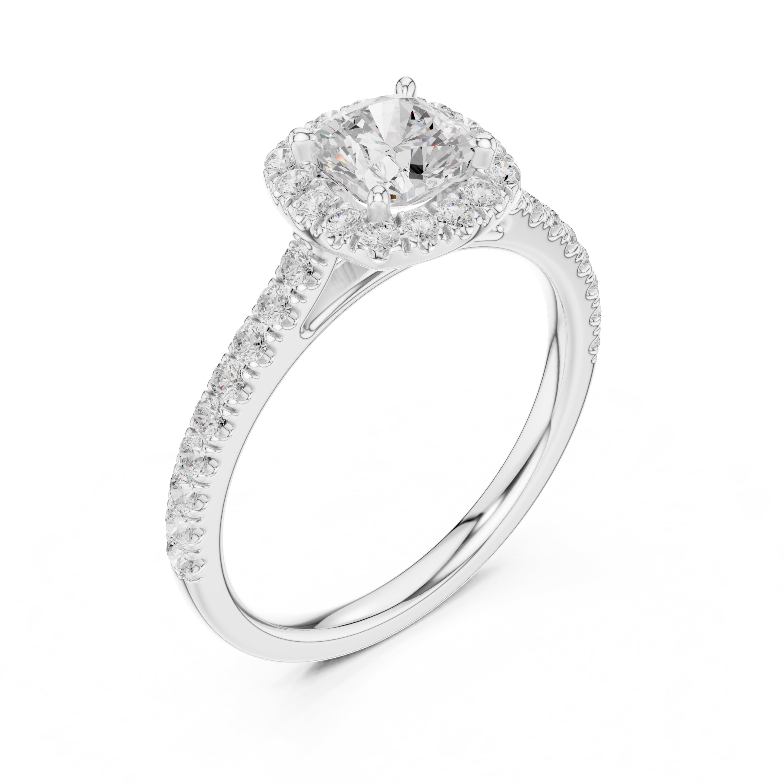 1.00 ct Serenade Halo Engagement Ring 1ct White Gold Cushion