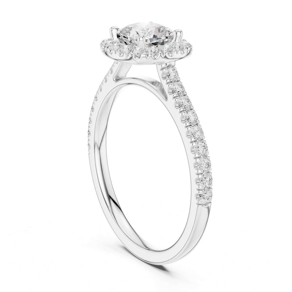 1.00 ct Serenade Halo Engagement Ring 1ct White Gold Cushion