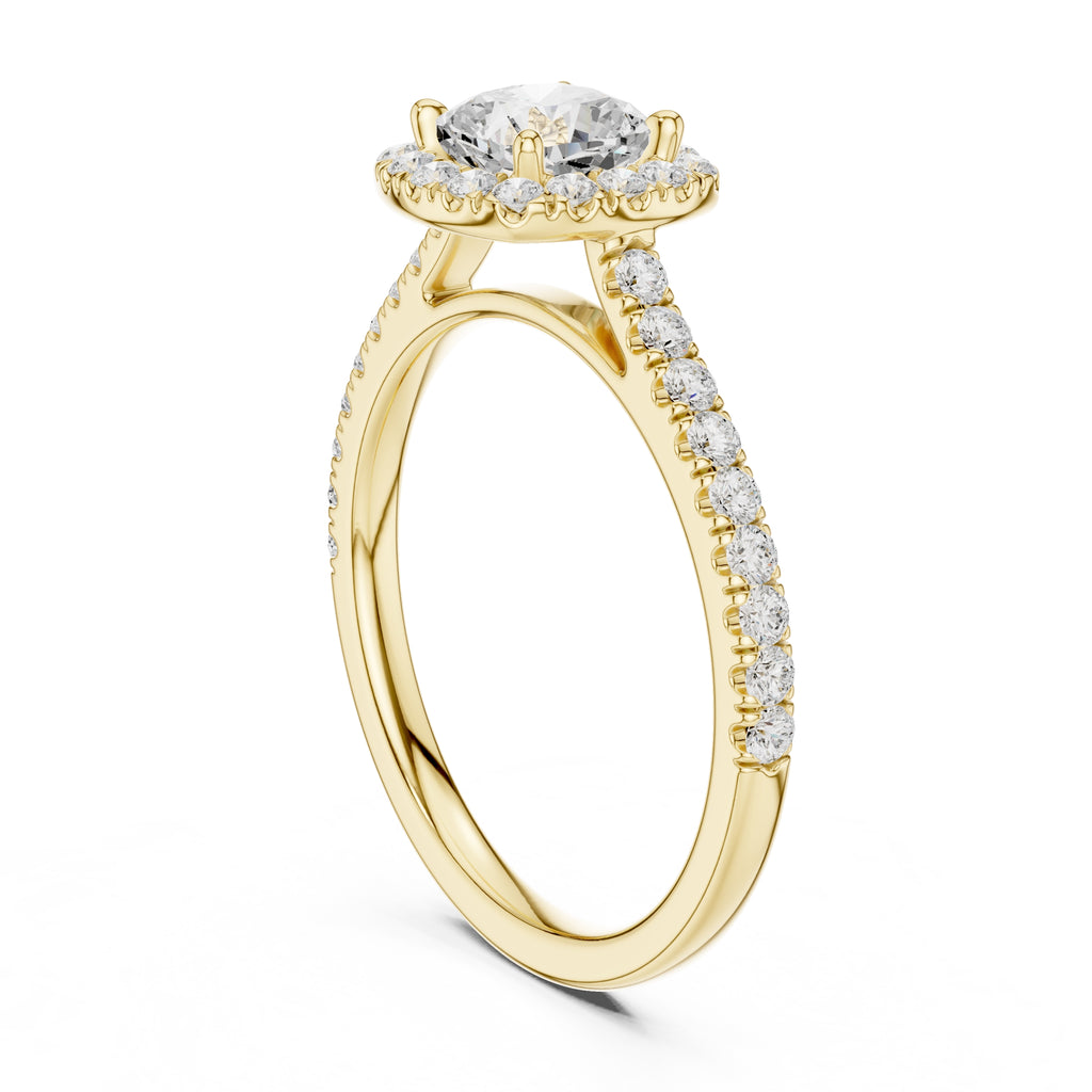 1.00 ct Serenade Halo Engagement Ring 1ct Yellow Gold Cushion